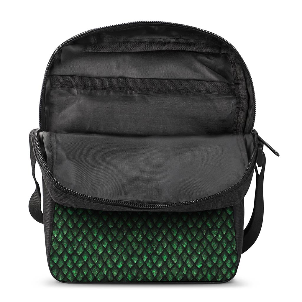 Green Dragon Scales Pattern Print Rectangular Crossbody Bag