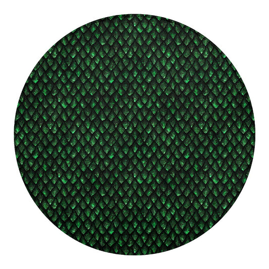 Green Dragon Scales Pattern Print Round Blanket
