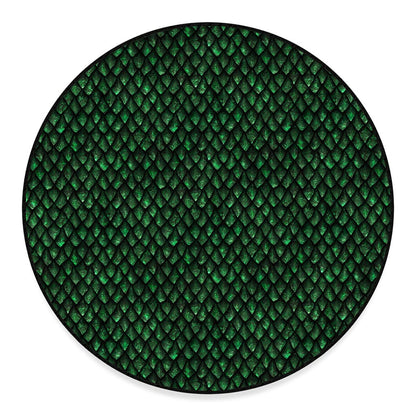 Green Dragon Scales Pattern Print Round Floor Mat