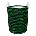 Green Dragon Scales Pattern Print Round Laundry Basket