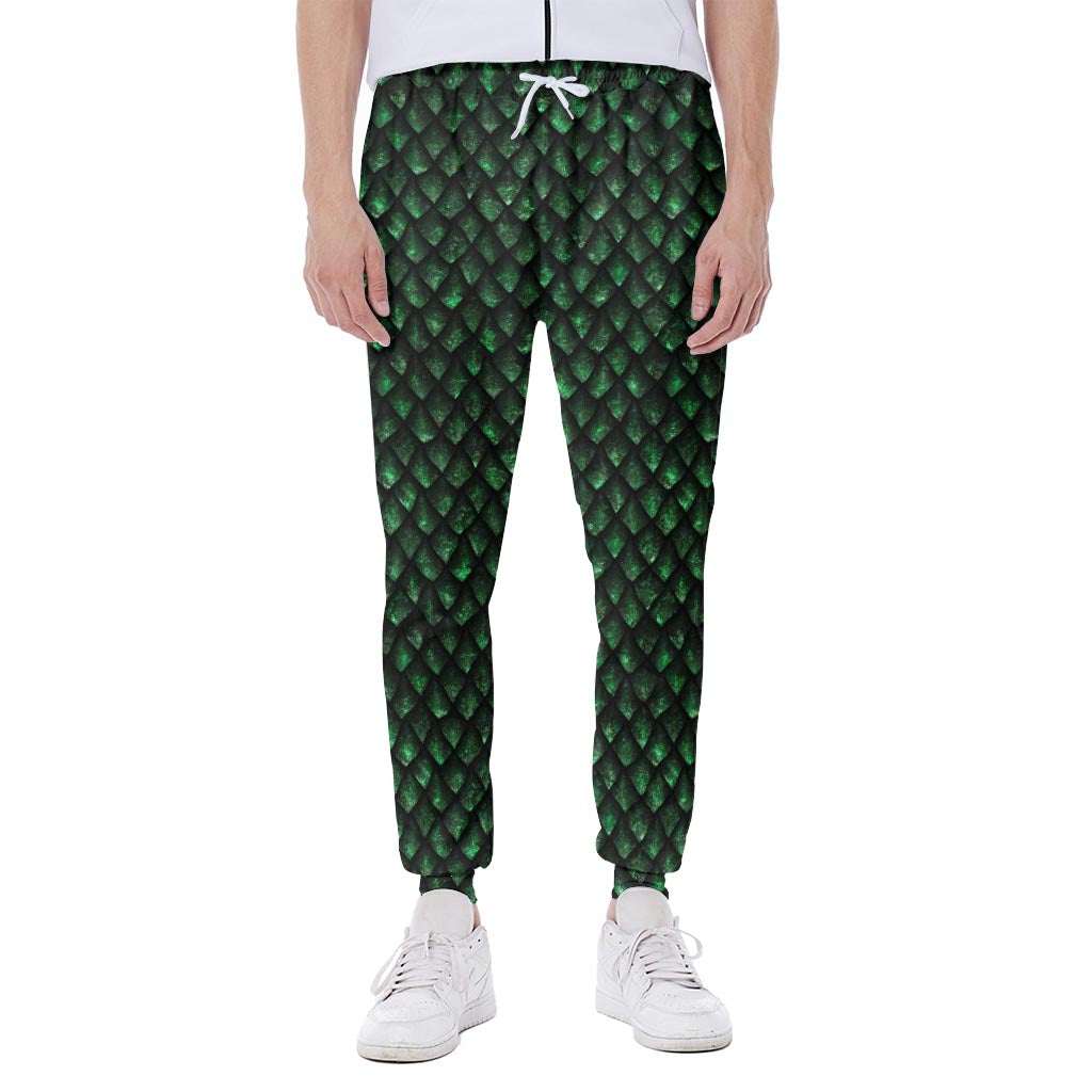 Green Dragon Scales Pattern Print Scuba Joggers