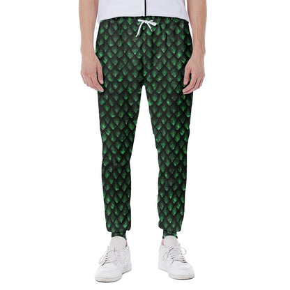 Green Dragon Scales Pattern Print Scuba Joggers