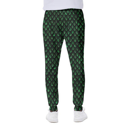 Green Dragon Scales Pattern Print Scuba Joggers