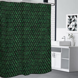 Green Dragon Scales Pattern Print Shower Curtain