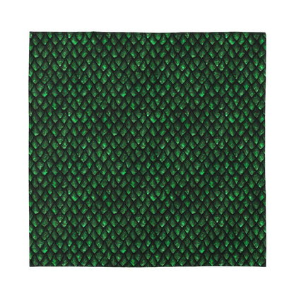Green Dragon Scales Pattern Print Silk Bandana