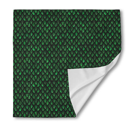 Green Dragon Scales Pattern Print Silk Bandana