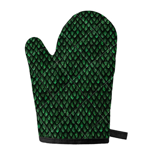Green Dragon Scales Pattern Print Single Oven Mitt