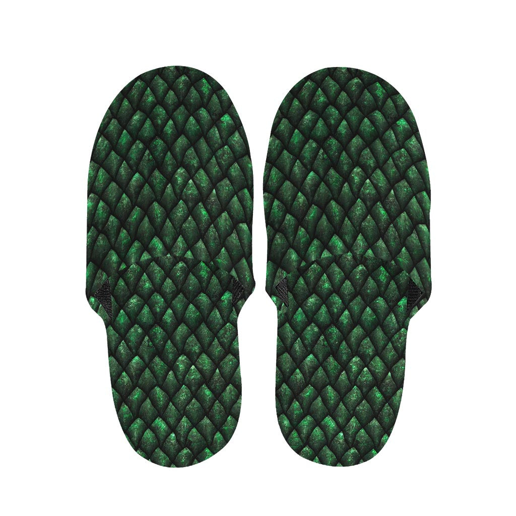 Green Dragon Scales Pattern Print Slippers