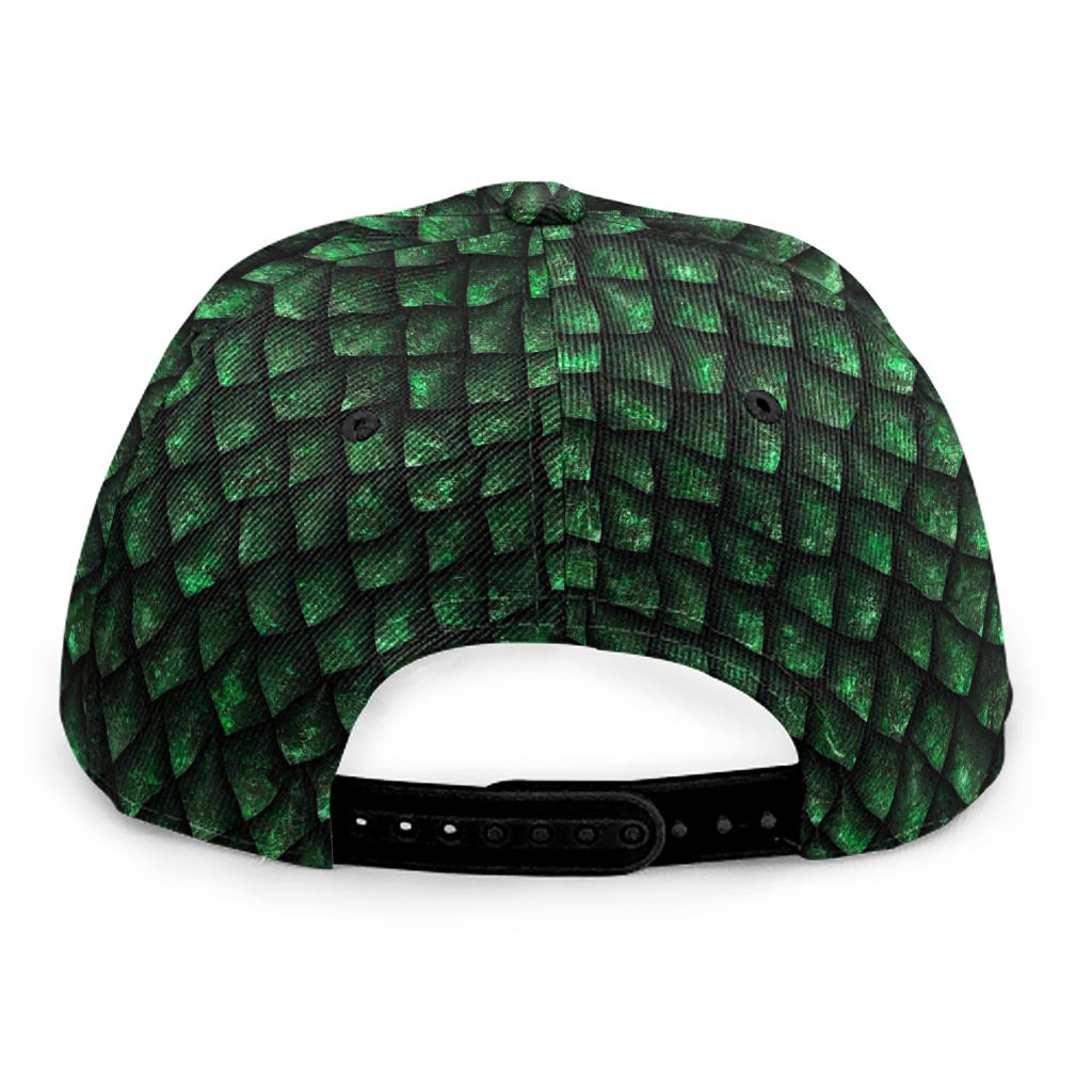 Green Dragon Scales Pattern Print Snapback Cap