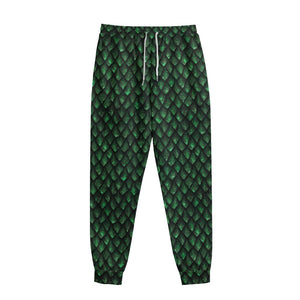 Green Dragon Scales Pattern Print Sweatpants