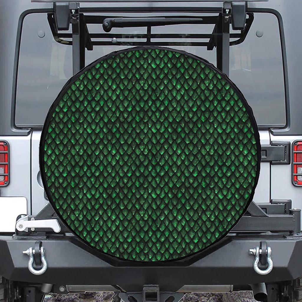 Green Dragon Scales Pattern Print Tire Cover