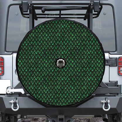 Green Dragon Scales Pattern Print Tire Cover With Camera Hole