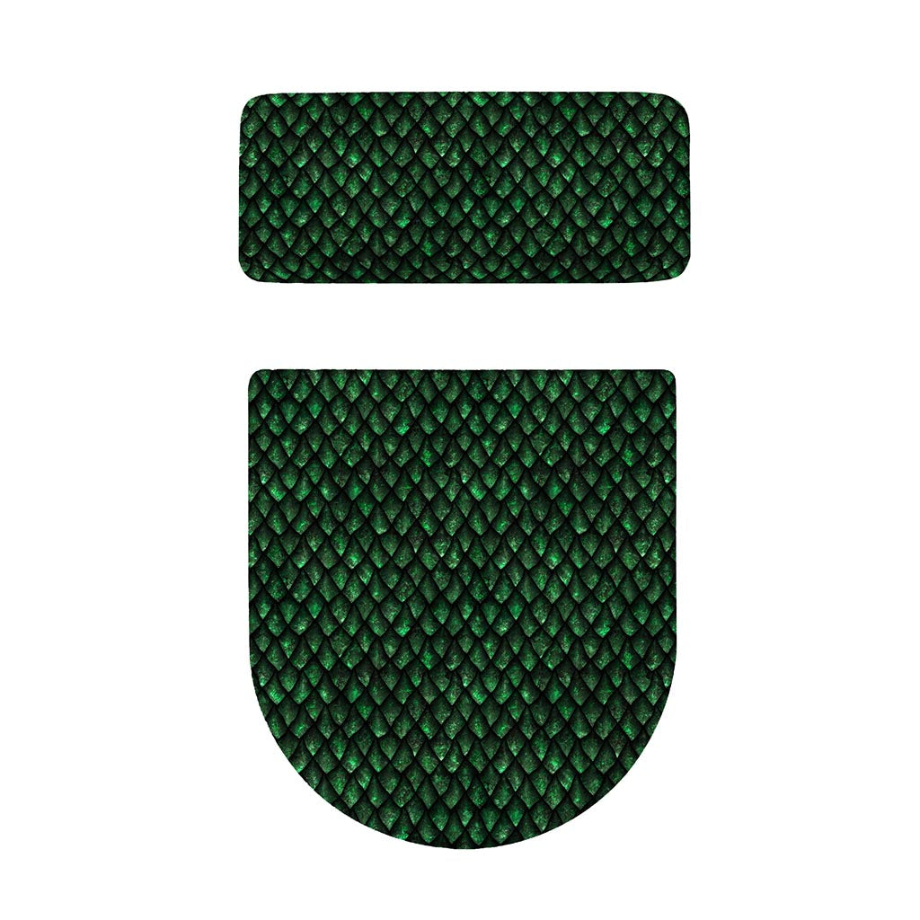 Green Dragon Scales Pattern Print Toilet Lid And Tank Cover Set