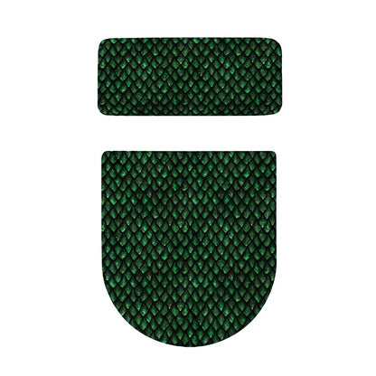 Green Dragon Scales Pattern Print Toilet Lid And Tank Cover Set