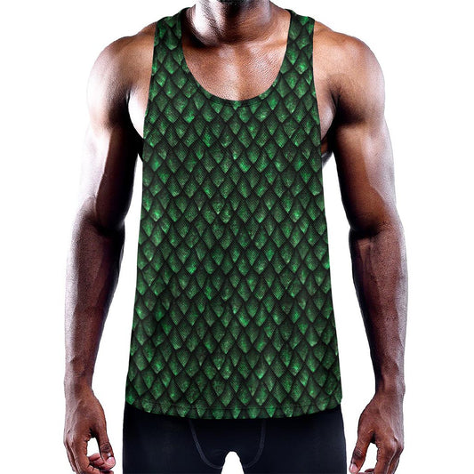 Green Dragon Scales Pattern Print Training Tank Top