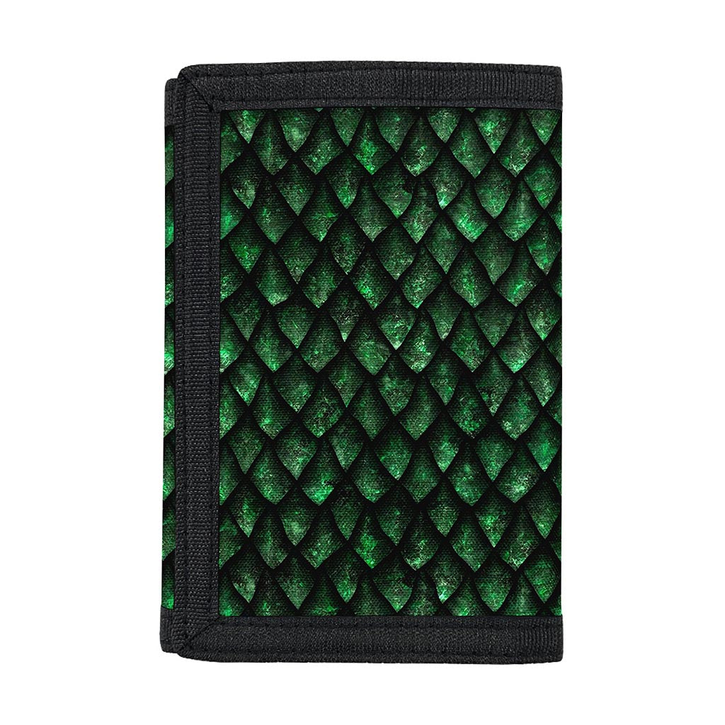 Green Dragon Scales Pattern Print Trifold Wallet