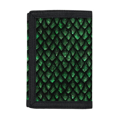 Green Dragon Scales Pattern Print Trifold Wallet
