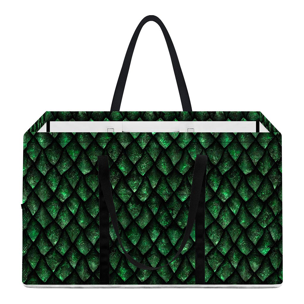 Green Dragon Scales Pattern Print Utility Tote Bag