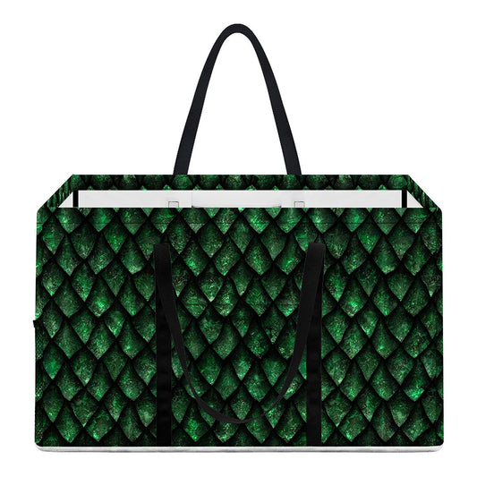 Green Dragon Scales Pattern Print Utility Tote Bag