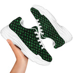 Green Dragon Scales Pattern Print White Chunky Shoes