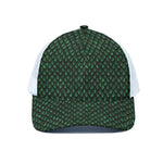 Green Dragon Scales Pattern Print White Mesh Trucker Cap