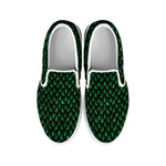 Green Dragon Scales Pattern Print White Slip On Sneakers