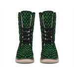 Green Dragon Scales Pattern Print Winter Boots