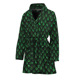 Green Dragon Scales Pattern Print Women's Bathrobe