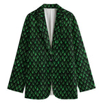 Green Dragon Scales Pattern Print Women's Blazer