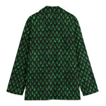 Green Dragon Scales Pattern Print Women's Blazer