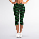 Green Dragon Scales Pattern Print Women's Capri Leggings