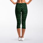 Green Dragon Scales Pattern Print Women's Capri Leggings