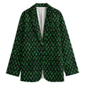 Green Dragon Scales Pattern Print Women's Cotton Blazer