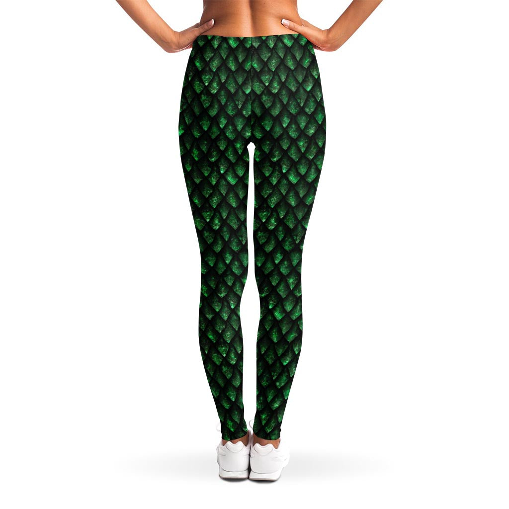 Green Dragon Scales Pattern Print Women's Leggings
