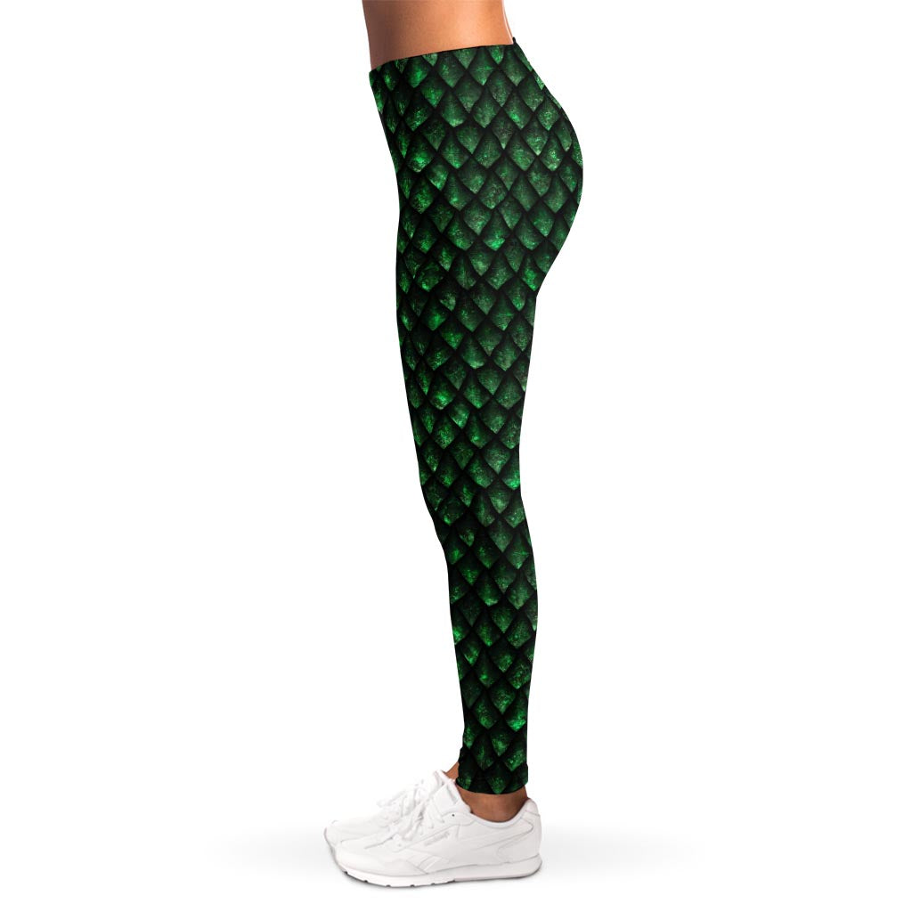 Green Dragon Scales Pattern Print Women's Leggings