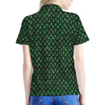 Green Dragon Scales Pattern Print Women's Polo Shirt