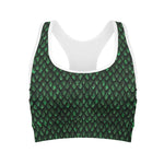 Green Dragon Scales Pattern Print Women's Sports Bra