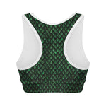 Green Dragon Scales Pattern Print Women's Sports Bra