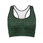 Green Dragon Scales Pattern Print Women's Sports Bra