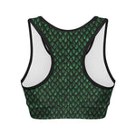 Green Dragon Scales Pattern Print Women's Sports Bra