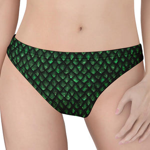 Green Dragon Scales Pattern Print Women's Thong