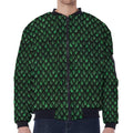 Green Dragon Scales Pattern Print Zip Sleeve Bomber Jacket