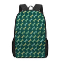 Green Dragonfly Pattern Print 17 Inch Backpack