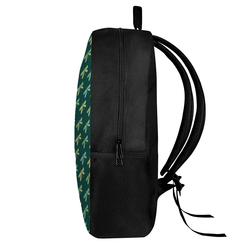 Green Dragonfly Pattern Print 17 Inch Backpack