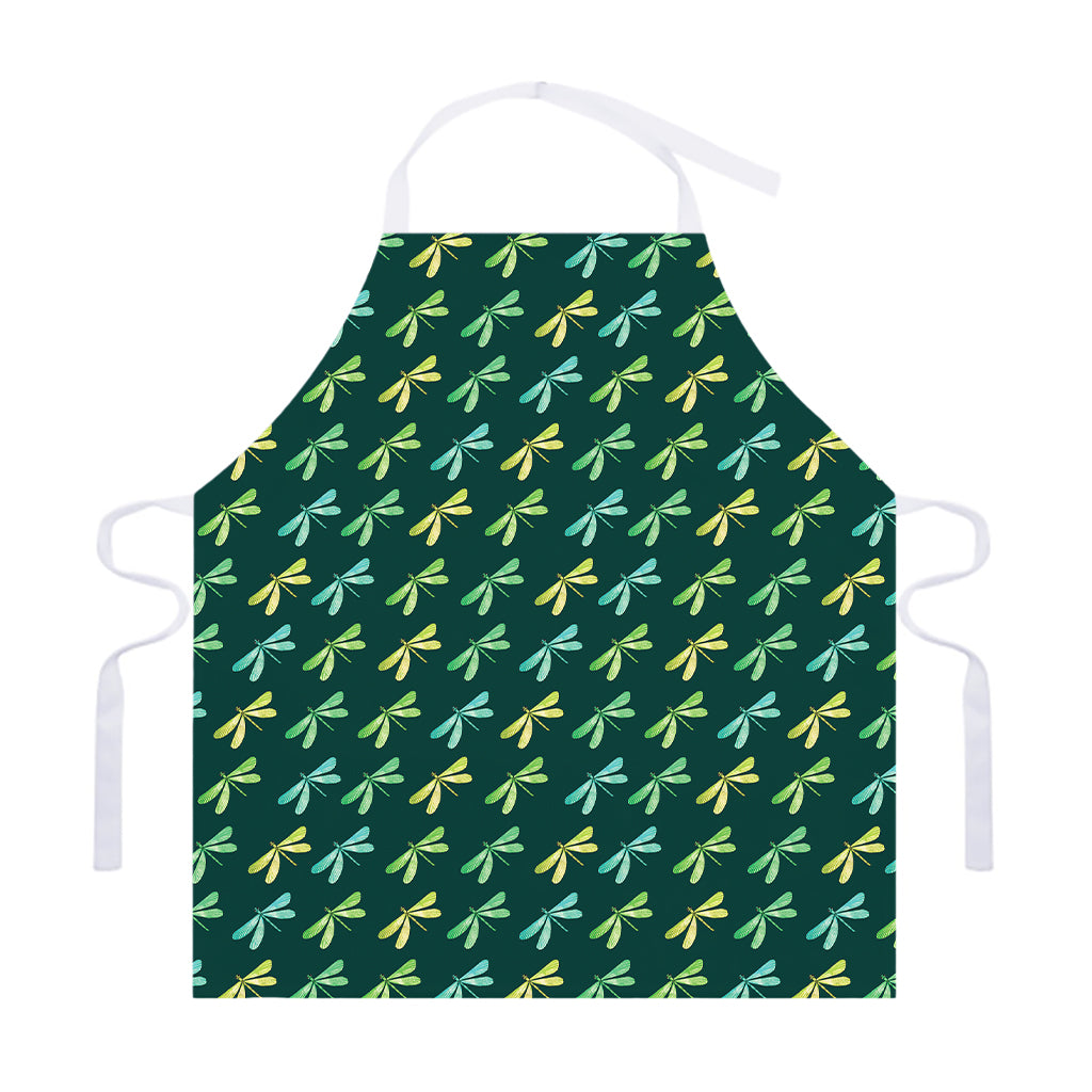 Green Dragonfly Pattern Print Adjustable Apron