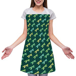 Green Dragonfly Pattern Print Adjustable Apron