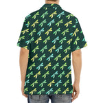 Green Dragonfly Pattern Print Aloha Shirt