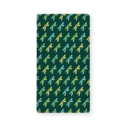 Green Dragonfly Pattern Print Baby Crib Sheet