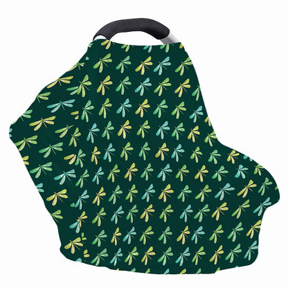 Green Dragonfly Pattern Print Baby Seat Cover