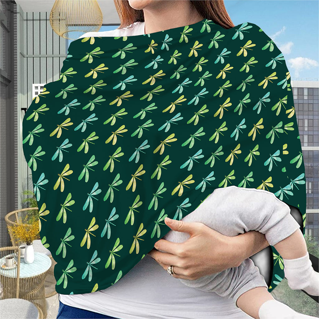 Green Dragonfly Pattern Print Baby Seat Cover